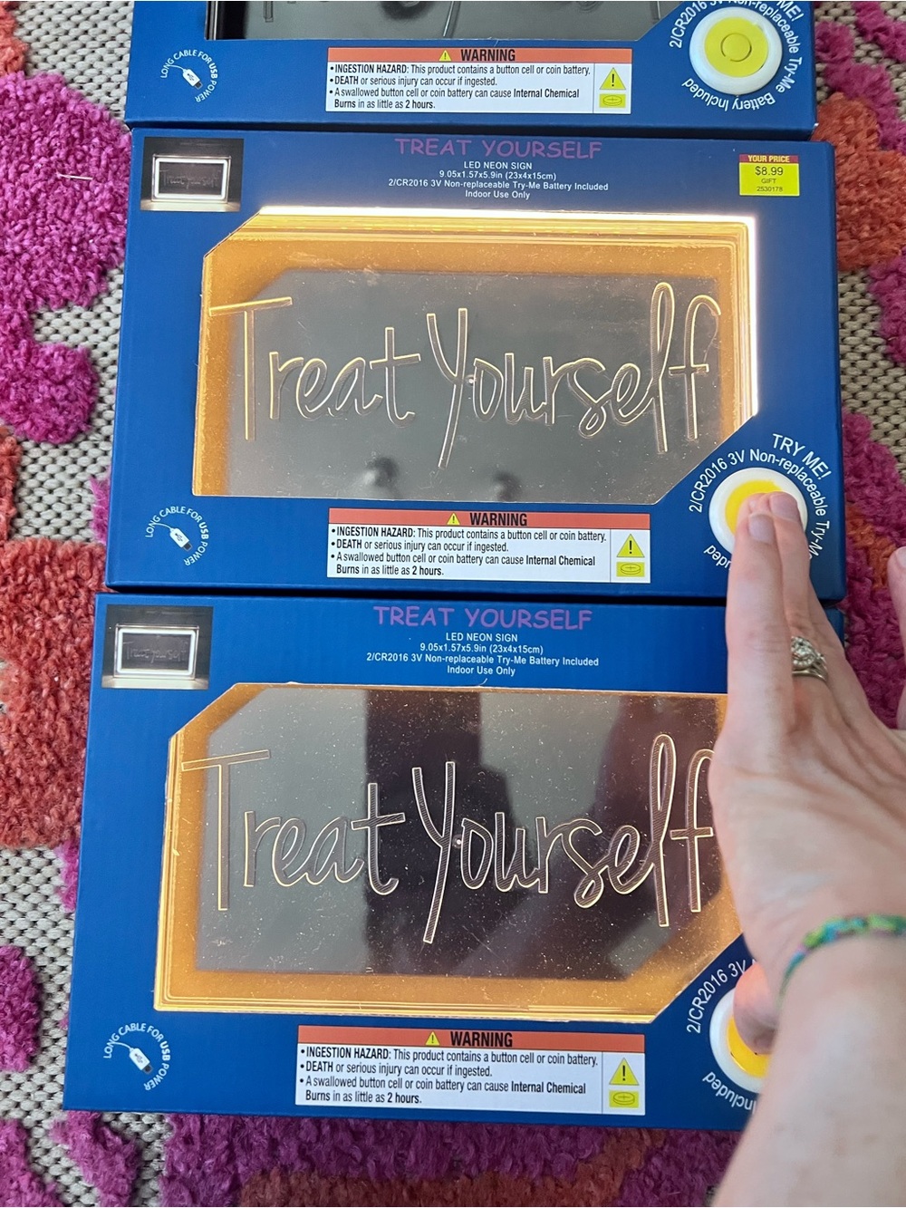 Hobby Lobby 'Treat Yourself' Neon Sign - White and bundle of 3